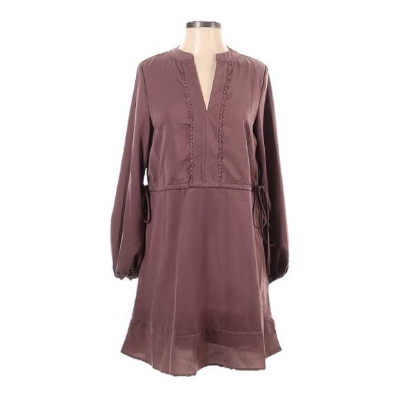 Heyson Tunic Shift Dress S NWT Mauve Pink Boho Crochet Minimal Mandarin Collar - Picture 1 of 10